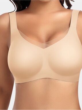 Werena V-Net Mesh Front Wireless Bra Comfort Bra 2XL NEW Nude Beige Pullover